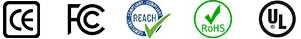 CE, FCC, REACH, RoHS and UL compliance marks